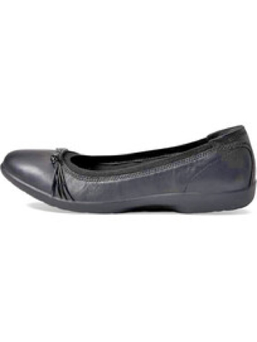 New Clarks Collection Women's Meadow Rae Black Leather Ballet Flats Shoes 8.5